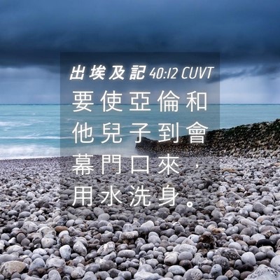 Picture 04 - 出 埃 及 記 40:12 CUVT - 要 使 亞 倫 和 他 兒 子 到 會 幕 門 - Bible Verse Picture