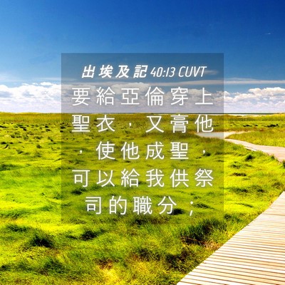Picture 04 - 出 埃 及 記 40:13 CUVT - 要 給 亞 倫 穿 上 聖 衣 ， 又 膏 他 - Bible Verse Picture
