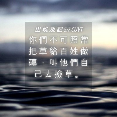 Picture 04 - 出 埃 及 記 5:7 CUVT - 你 們 不 可 照 常 把 草 給 百 姓 做 - Bible Verse Picture