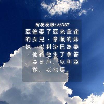 Picture 04 - 出 埃 及 記 6:23 CUVT - 亞 倫 娶 了 亞 米 拿 達 的 女 兒 ， - Bible Verse Picture