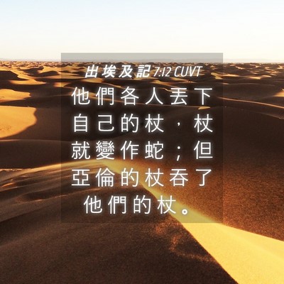 Picture 04 - 出 埃 及 記 7:12 CUVT - 他 們 各 人 丟 下 自 己 的 杖 ， 杖 - Bible Verse Picture
