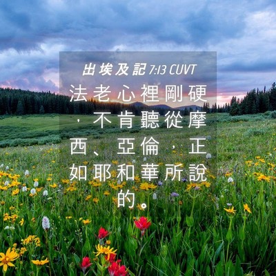 Picture 04 - 出 埃 及 記 7:13 CUVT - 法 老 心 裡 剛 硬 ， 不 肯 聽 從 摩 - Bible Verse Picture