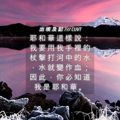 Picture 04 - 出 埃 及 記 7:17 CUVT - 耶 和 華 這 樣 說 ： 我 要 用 我 手 - Bible Verse Picture