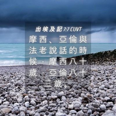 Picture 04 - 出 埃 及 記 7:7 CUVT - 摩 西 、 亞 倫 與 法 老 說 話 的 時 - Bible Verse Picture