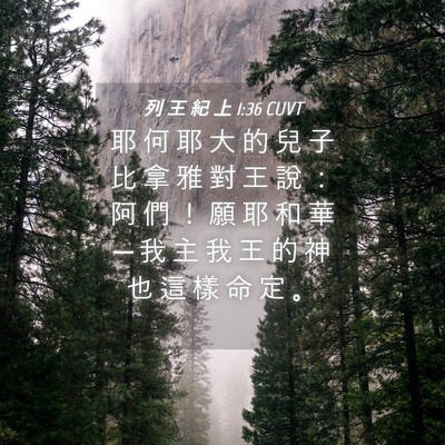 Picture 04 - 列 王 紀 上 1:36 CUVT - 耶 何 耶 大 的 兒 子 比 拿 雅 對 王 - Bible Verse Picture