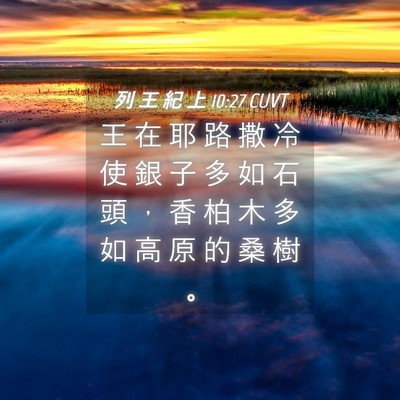 Picture 04 - 列 王 紀 上 10:27 CUVT - 王 在 耶 路 撒 冷 使 銀 子 多 如 石 - Bible Verse Picture