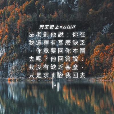 Picture 04 - 列 王 紀 上 11:22 CUVT - 法 老 對 他 說 ： 你 在 我 這 裡 有 - Bible Verse Picture