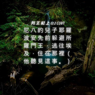 Picture 04 - 列 王 紀 上 12:2 CUVT - 尼 八 的 兒 子 耶 羅 波 安 先 前 躲 - Bible Verse Picture