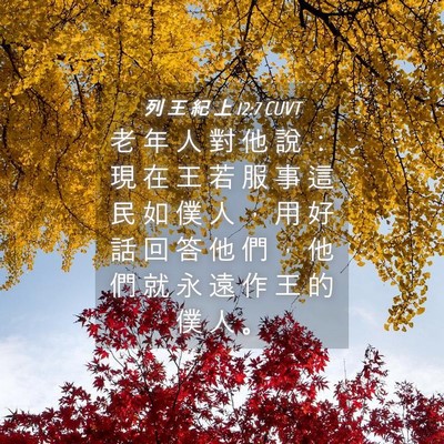 Picture 04 - 列 王 紀 上 12:7 CUVT - 老 年 人 對 他 說 ： 現 在 王 若 服 - Bible Verse Picture