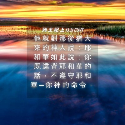 Picture 04 - 列 王 紀 上 13:21 CUVT - 他 就 對 那 從 猶 大 來 的 神 人 說 - Bible Verse Picture