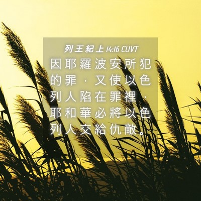 Picture 04 - 列 王 紀 上 14:16 CUVT - 因 耶 羅 波 安 所 犯 的 罪 ， 又 使 - Bible Verse Picture