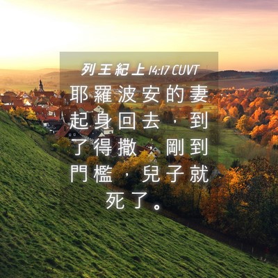 Picture 04 - 列 王 紀 上 14:17 CUVT - 耶 羅 波 安 的 妻 起 身 回 去 ， 到 - Bible Verse Picture