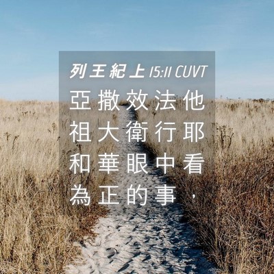 Picture 04 - 列 王 紀 上 15:11 CUVT - 亞 撒 效 法 他 祖 大 衛 行 耶 和 華 - Bible Verse Picture