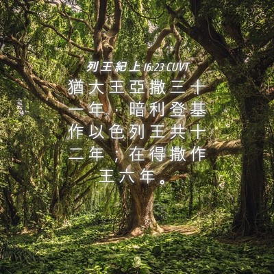 Picture 04 - 列 王 紀 上 16:23 CUVT - 猶 大 王 亞 撒 三 十 一 年 ， 暗 利 - Bible Verse Picture