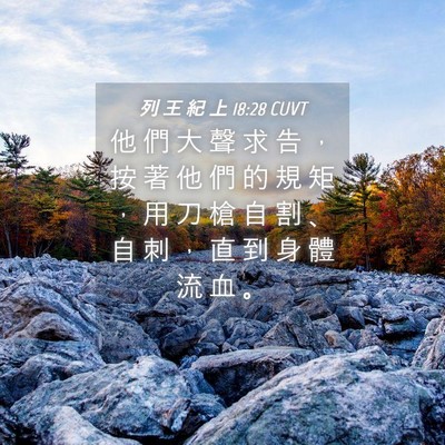 Picture 04 - 列 王 紀 上 18:28 CUVT - 他 們 大 聲 求 告 ， 按 著 他 們 的 - Bible Verse Picture