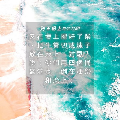 Picture 04 - 列 王 紀 上 18:33 CUVT - 又 在 壇 上 擺 好 了 柴 ， 把 牛 犢 - Bible Verse Picture