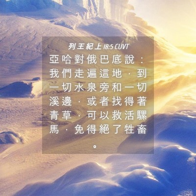 Picture 04 - 列 王 紀 上 18:5 CUVT - 亞 哈 對 俄 巴 底 說 ： 我 們 走 遍 - Bible Verse Picture