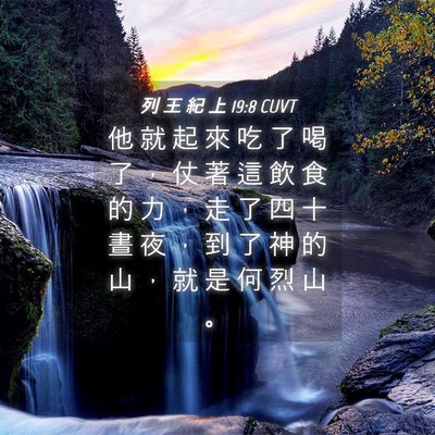 Picture 04 - 列 王 紀 上 19:8 CUVT - 他 就 起 來 吃 了 喝 了 ， 仗 著 這 - Bible Verse Picture