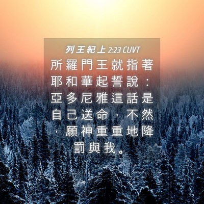Picture 04 - 列 王 紀 上 2:23 CUVT - 所 羅 門 王 就 指 著 耶 和 華 起 誓 - Bible Verse Picture