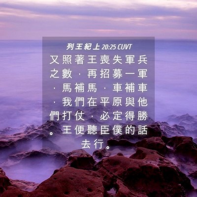 Picture 04 - 列 王 紀 上 20:25 CUVT - 又 照 著 王 喪 失 軍 兵 之 數 ， 再 - Bible Verse Picture