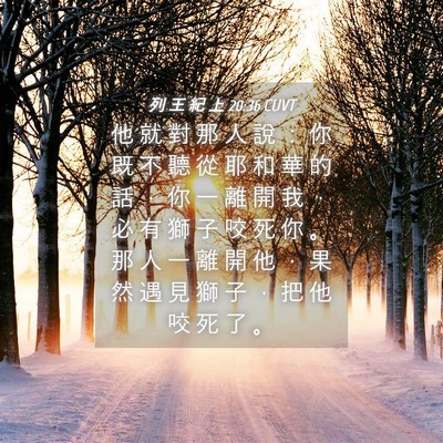 Picture 04 - 列 王 紀 上 20:36 CUVT - 他 就 對 那 人 說 ： 你 既 不 聽 從 - Bible Verse Picture