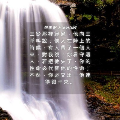 Picture 04 - 列 王 紀 上 20:39 CUVT - 王 從 那 裡 經 過 ， 他 向 王 呼 叫 - Bible Verse Picture
