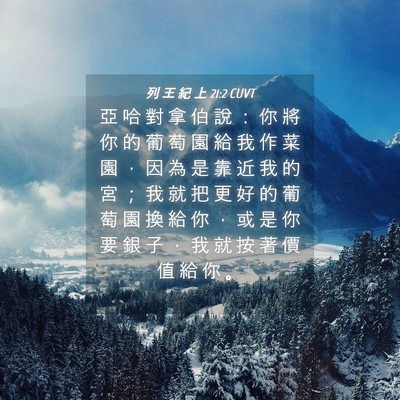 Picture 04 - 列 王 紀 上 21:2 CUVT - 亞 哈 對 拿 伯 說 ： 你 將 你 的 葡 - Bible Verse Picture