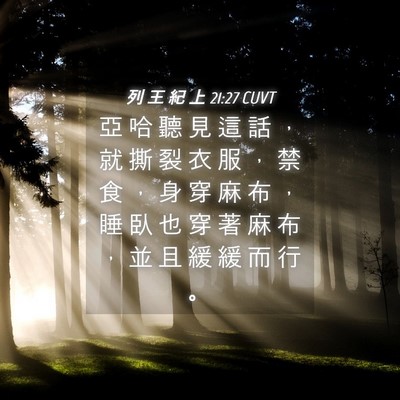 Picture 04 - 列 王 紀 上 21:27 CUVT - 亞 哈 聽 見 這 話 ， 就 撕 裂 衣 服 - Bible Verse Picture