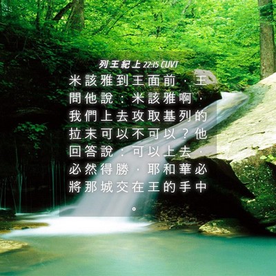 Picture 04 - 列 王 紀 上 22:15 CUVT - 米 該 雅 到 王 面 前 ， 王 問 他 說 - Bible Verse Picture