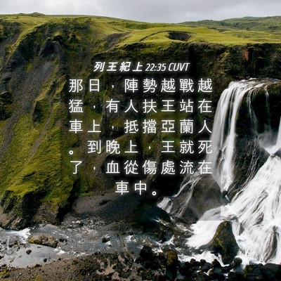 Picture 04 - 列 王 紀 上 22:35 CUVT - 那 日 ， 陣 勢 越 戰 越 猛 ， 有 人 - Bible Verse Picture