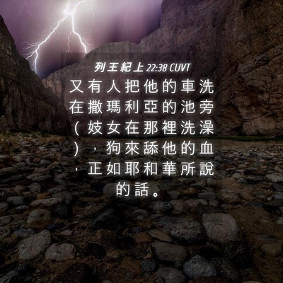 Picture 04 - 列 王 紀 上 22:38 CUVT - 又 有 人 把 他 的 車 洗 在 撒 瑪 利 - Bible Verse Picture