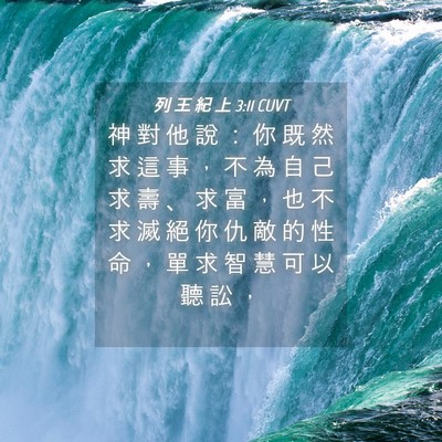 Picture 04 - 列 王 紀 上 3:11 CUVT - 神 對 他 說 ： 你 既 然 求 這 事 ， - Bible Verse Picture