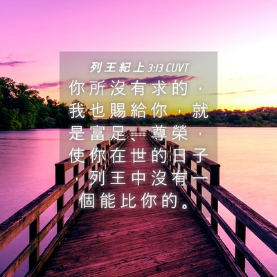 Picture 04 - 列 王 紀 上 3:13 CUVT - 你 所 沒 有 求 的 ， 我 也 賜 給 你 - Bible Verse Picture