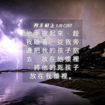 Picture 04 - 列 王 紀 上 3:20 CUVT - 他 半 夜 起 來 ， 趁 我 睡 著 ， 從 - Bible Verse Picture