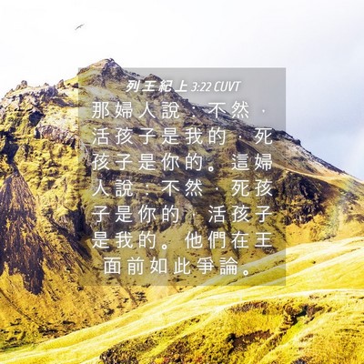 Picture 04 - 列 王 紀 上 3:22 CUVT - 那 婦 人 說 ： 不 然 ， 活 孩 子 是 - Bible Verse Picture