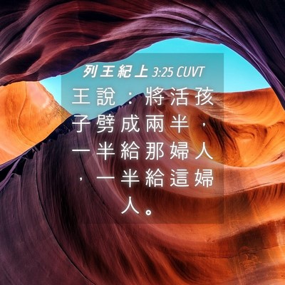 Picture 04 - 列 王 紀 上 3:25 CUVT - 王 說 ： 將 活 孩 子 劈 成 兩 半 ， - Bible Verse Picture