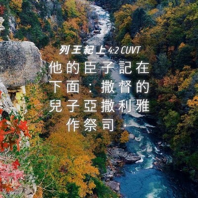 Picture 04 - 列 王 紀 上 4:2 CUVT - 他 的 臣 子 記 在 下 面 ： 撒 督 的 - Bible Verse Picture