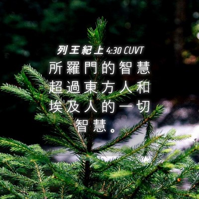 Picture 04 - 列 王 紀 上 4:30 CUVT - 所 羅 門 的 智 慧 超 過 東 方 人 和 - Bible Verse Picture