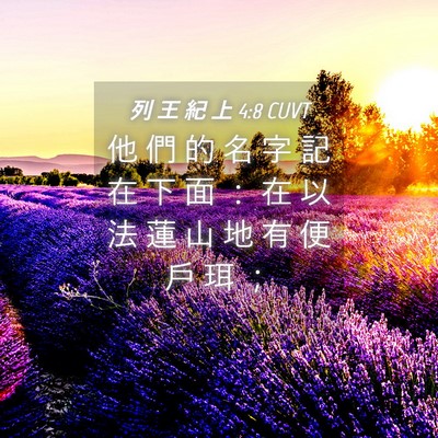 Picture 04 - 列 王 紀 上 4:8 CUVT - 他 們 的 名 字 記 在 下 面 ： 在 以 - Bible Verse Picture