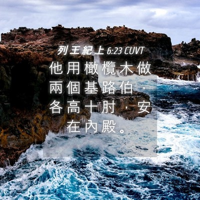 Picture 04 - 列 王 紀 上 6:23 CUVT - 他 用 橄 欖 木 做 兩 個 基 路 伯 ， - Bible Verse Picture