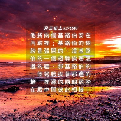 Picture 04 - 列 王 紀 上 6:27 CUVT - 他 將 兩 個 基 路 伯 安 在 內 殿 裡 - Bible Verse Picture
