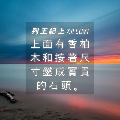 Picture 04 - 列 王 紀 上 7:11 CUVT - 上 面 有 香 柏 木 和 按 著 尺 寸 鑿 - Bible Verse Picture