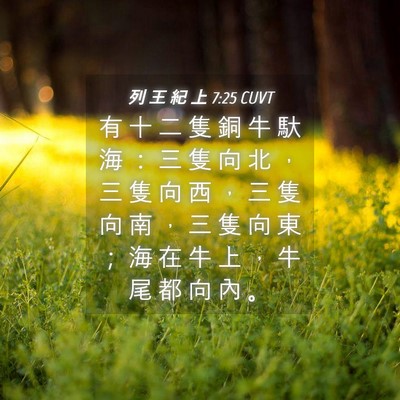 Picture 04 - 列 王 紀 上 7:25 CUVT - 有 十 二 隻 銅 牛 馱 海 ： 三 隻 向 - Bible Verse Picture