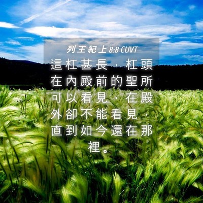 Picture 04 - 列 王 紀 上 8:8 CUVT - 這 杠 甚 長 ， 杠 頭 在 內 殿 前 的 - Bible Verse Picture