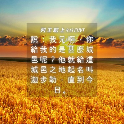 Picture 04 - 列 王 紀 上 9:13 CUVT - 說 ： 我 兄 啊 ， 你 給 我 的 是 甚 - Bible Verse Picture