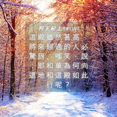 Picture 04 - 列 王 紀 上 9:8 CUVT - 這 殿 雖 然 甚 高 ， 將 來 經 過 的 - Bible Verse Picture