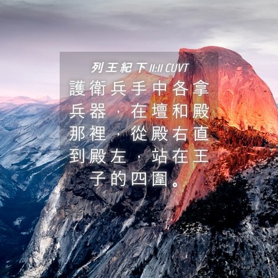 Picture 04 - 列 王 紀 下 11:11 CUVT - 護 衛 兵 手 中 各 拿 兵 器 ， 在 壇 - Bible Verse Picture