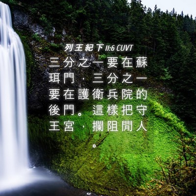 Picture 04 - 列 王 紀 下 11:6 CUVT - 三 分 之 一 要 在 蘇 珥 門 ， 三 分 - Bible Verse Picture