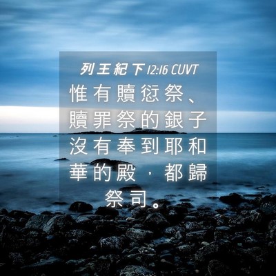 Picture 04 - 列 王 紀 下 12:16 CUVT - 惟 有 贖 愆 祭 、 贖 罪 祭 的 銀 子 - Bible Verse Picture
