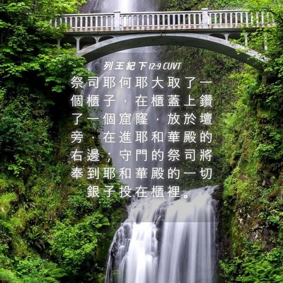Picture 04 - 列 王 紀 下 12:9 CUVT - 祭 司 耶 何 耶 大 取 了 一 個 櫃 子 - Bible Verse Picture